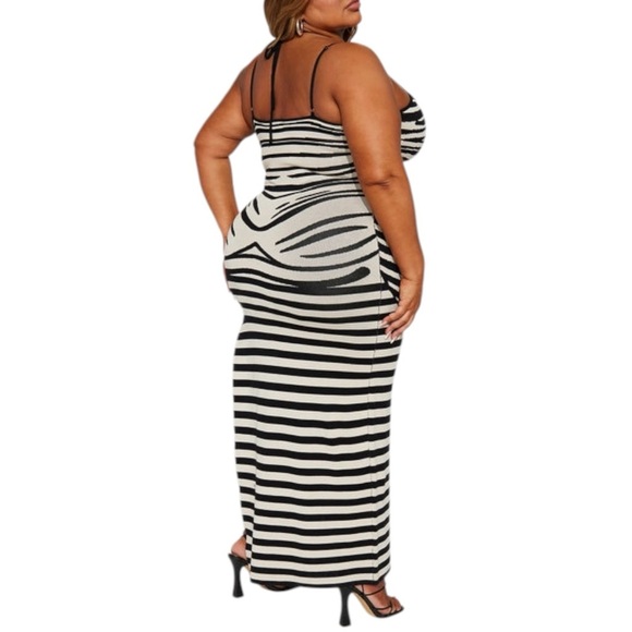 Plus Size, Fashion Nova Black and White Bodycon Maxi Dress, 3X - Picture 3 of 8